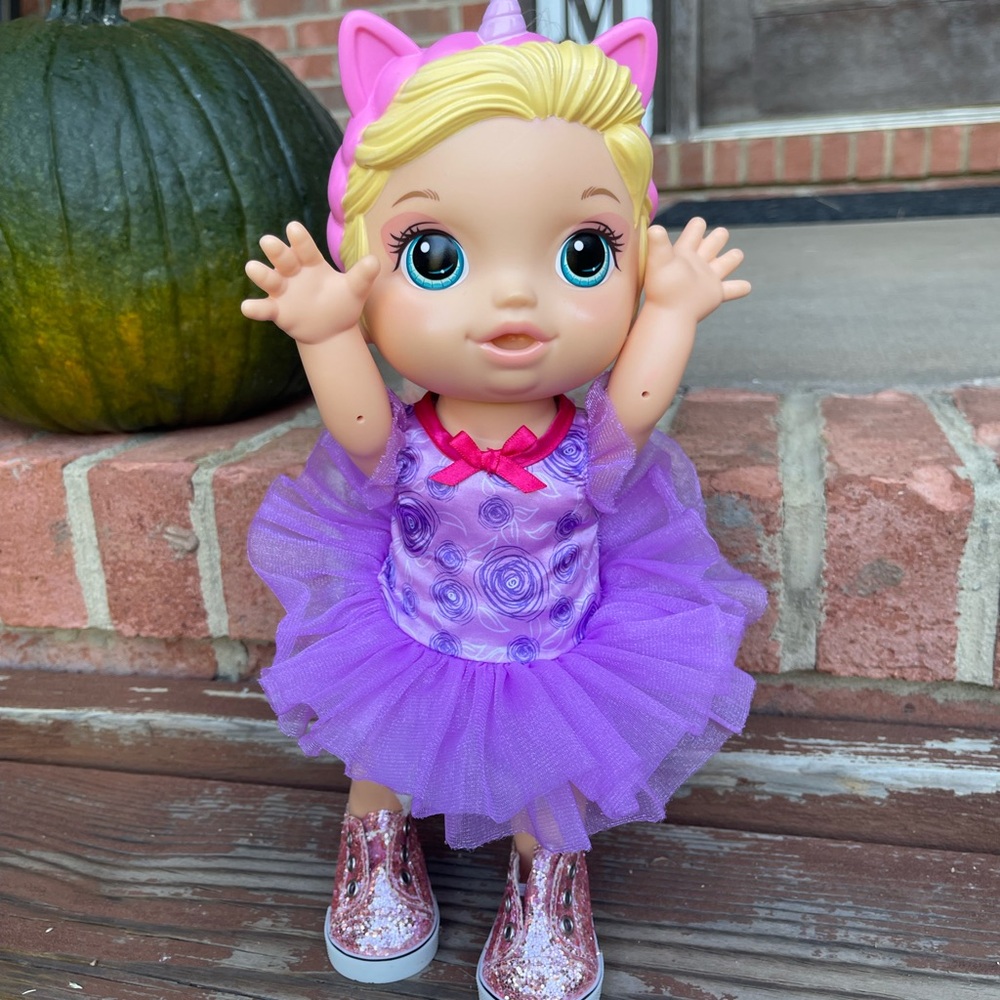 Purple Tutu Doll with Pink Glitter Shoes